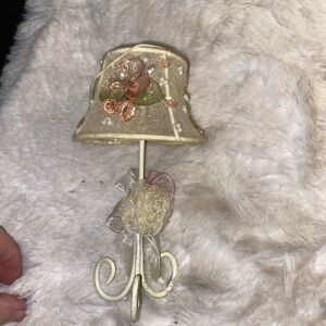 Vintage VINTAGE KURT ADLER VICTORIAN LAMP 5" ORNAMENT WOOD SEQUIN PINK